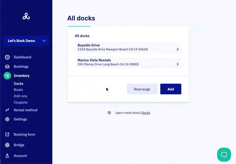 Viewing docked boats