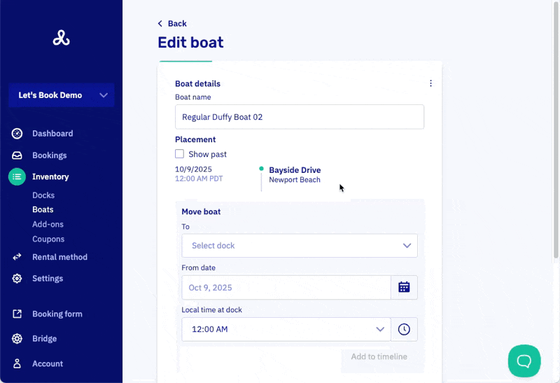Move boat between docks