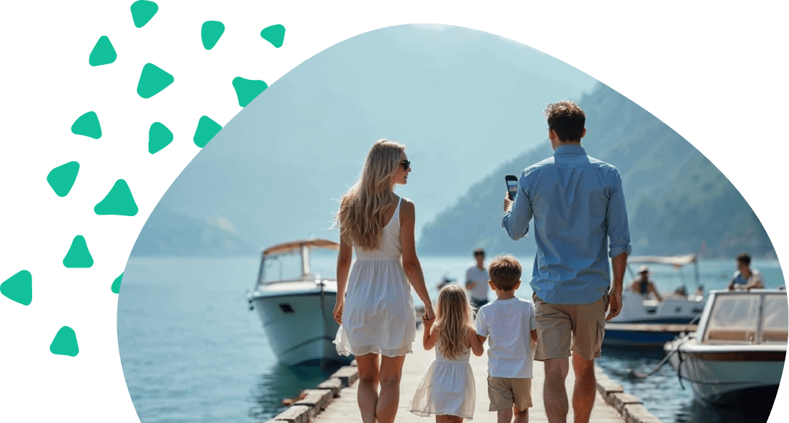 relaxed walking towards rental boat